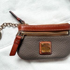 Dooney & Bourke Gray and Brown Leather pebble grain coin case Wallet